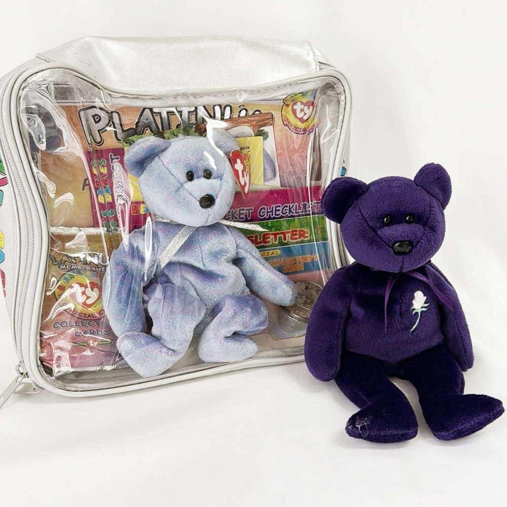 TY BEANIE BABIES Set Of 2, One In Its Case With Accessories Clubby II & Princess